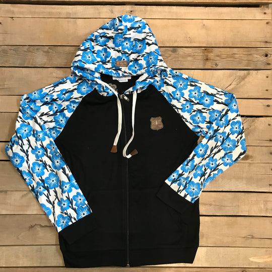 Printed Sleeve Zip-Up Hoodie