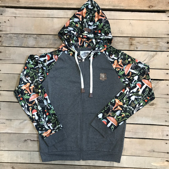 Printed Sleeve Zip-Up Hoodie