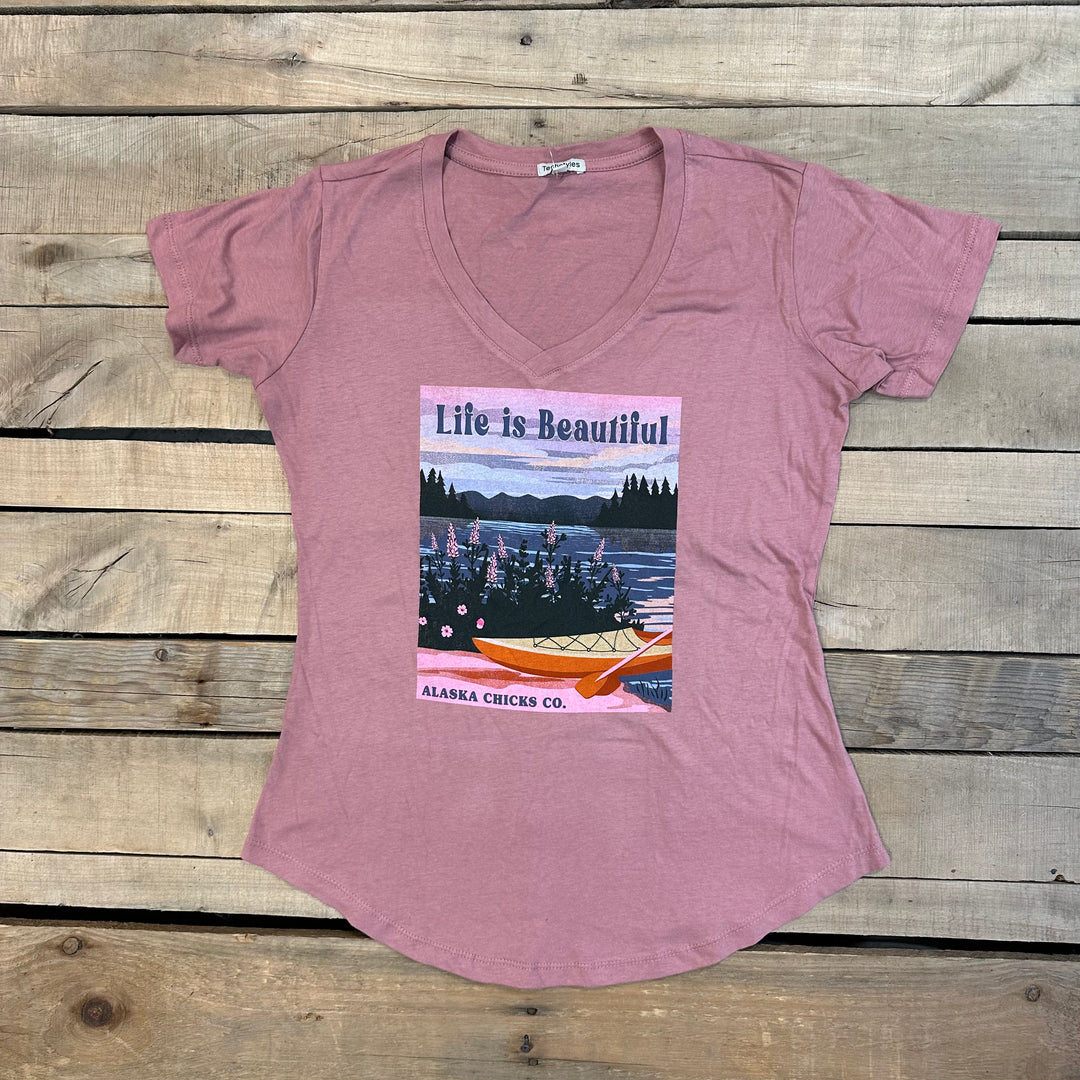 Life Is Beautiful V-Neck T-Shirt