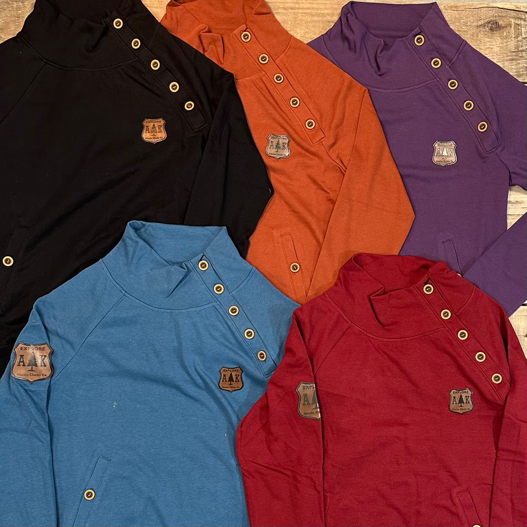 Pull Over Custom Buttons Lightweight Side Button Pullover – Alaska Chicks Co
