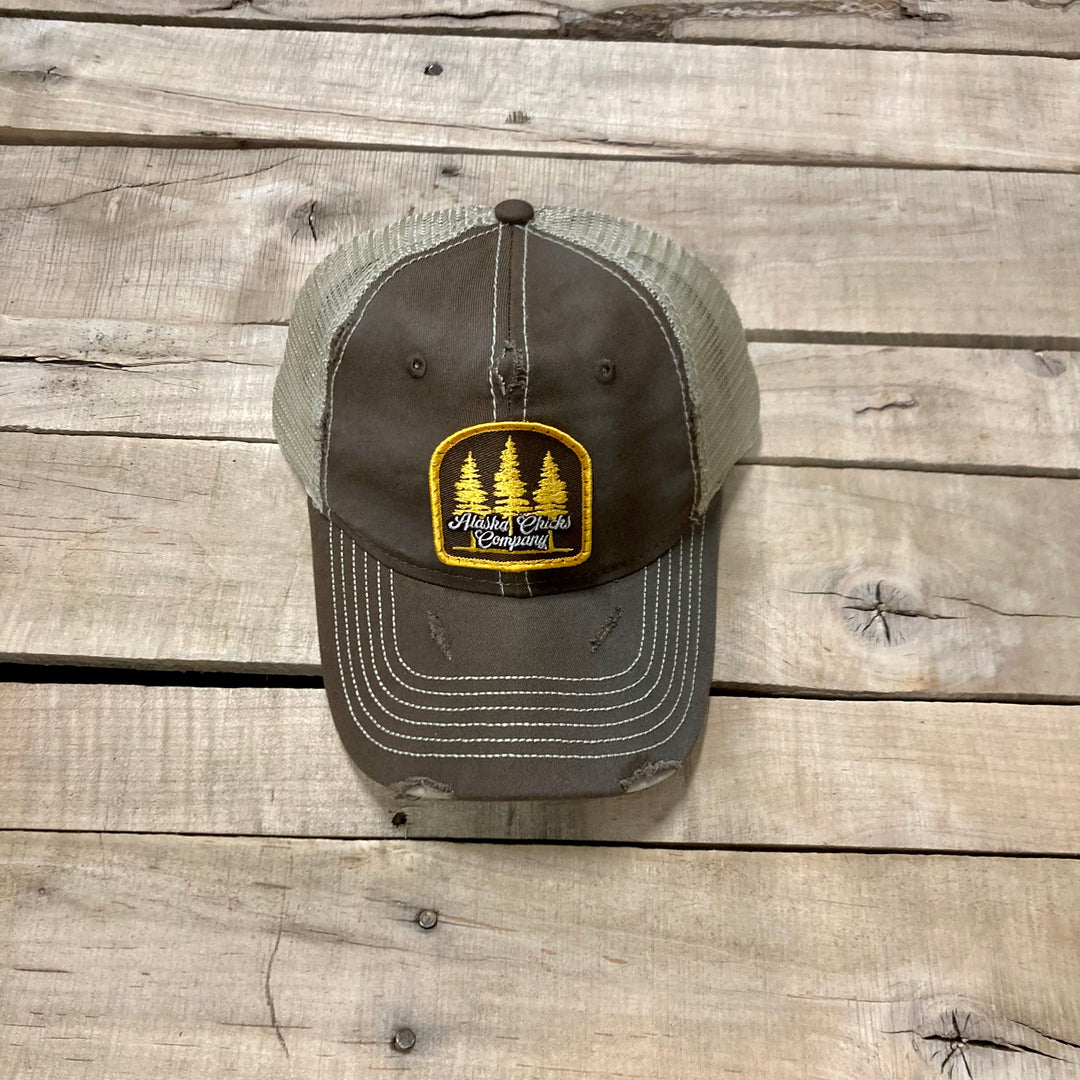 Distressed Three Tree Trucker Hat