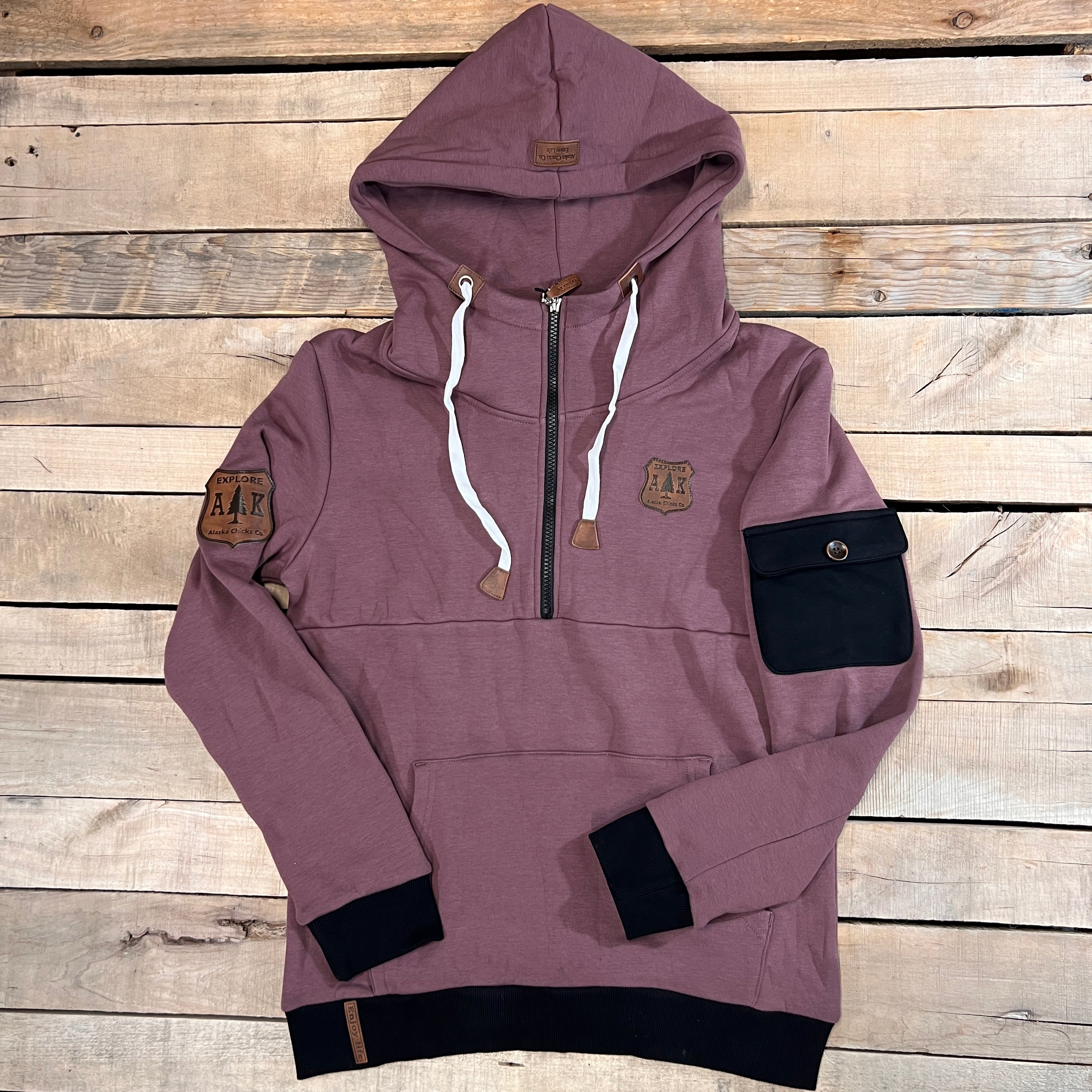 Solid Half Zip Hoodie – Alaska Chicks Co