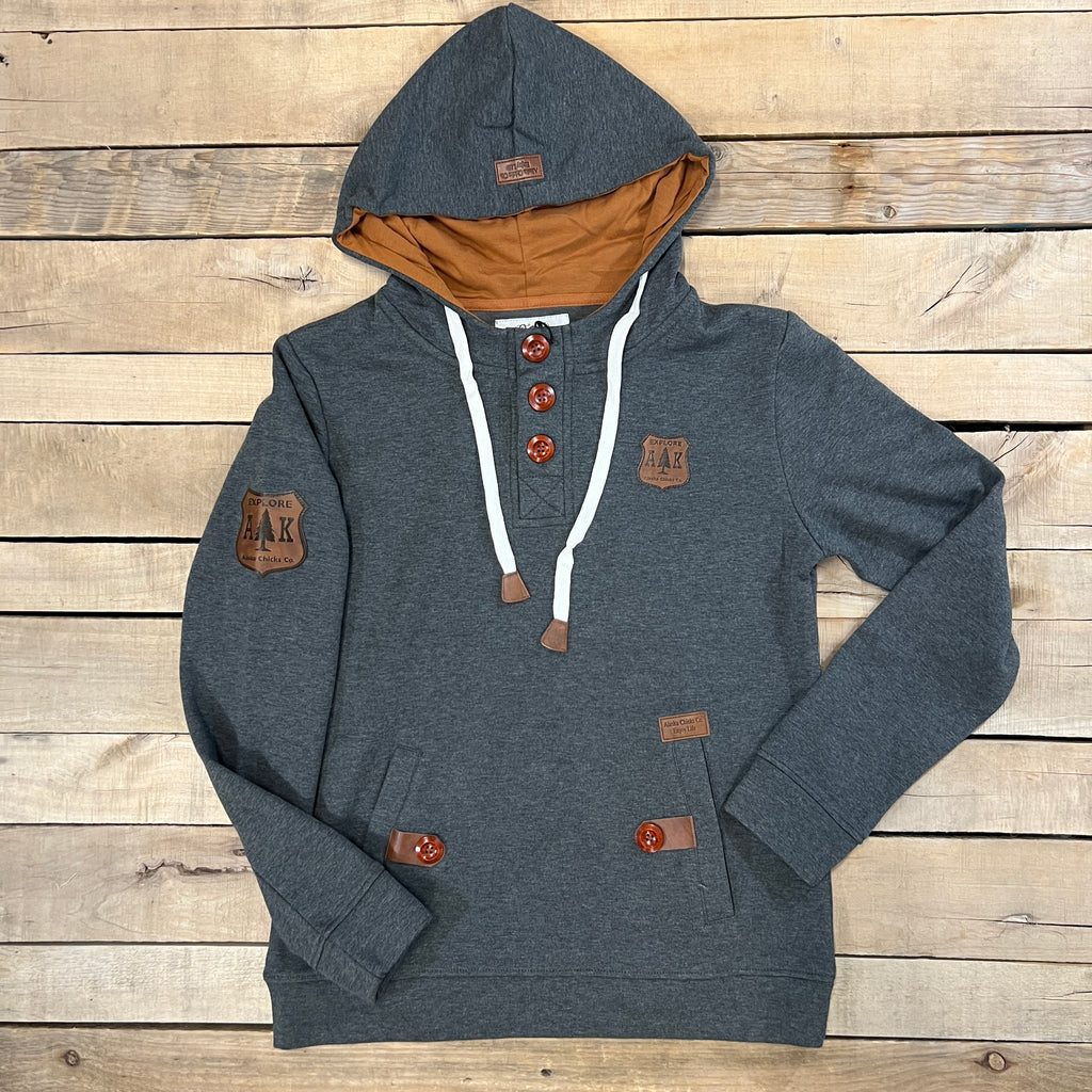 Three Button Henley Hoodie – Alaska Chicks Co