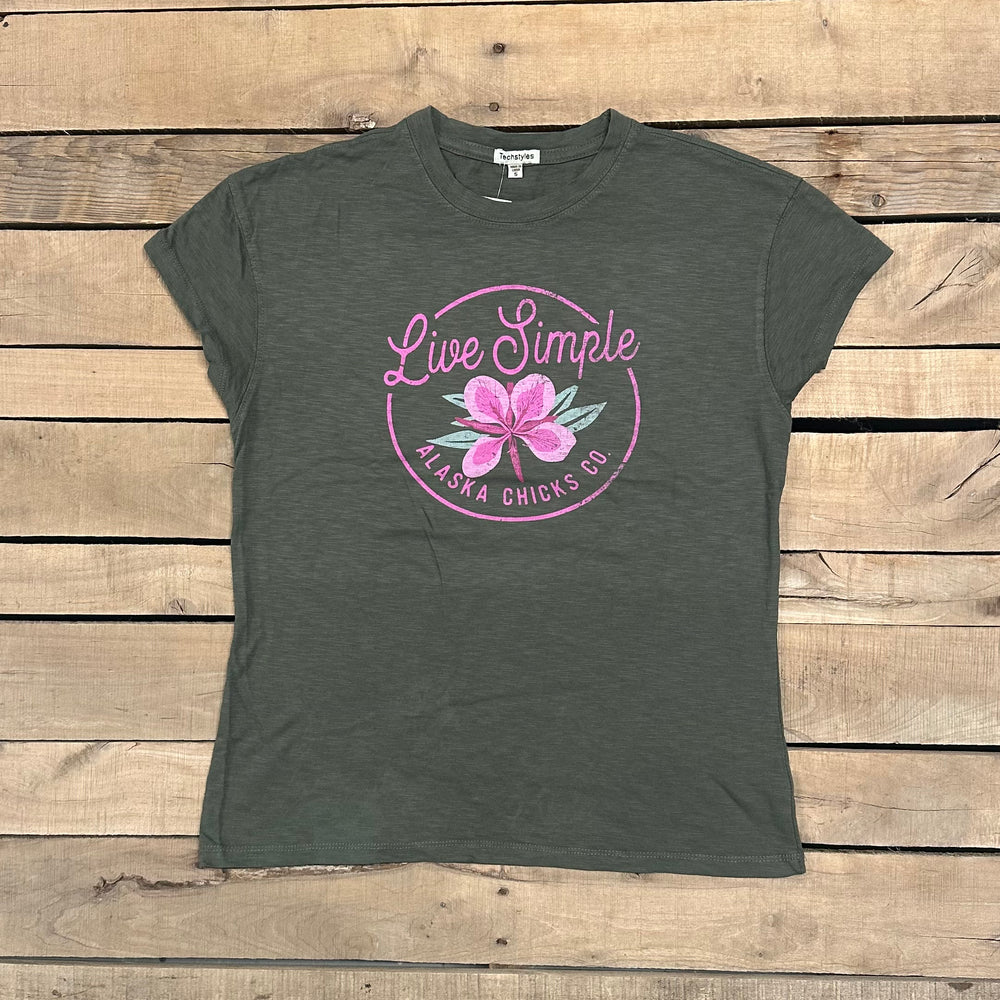 Live Simple Single Flower T-Shirt