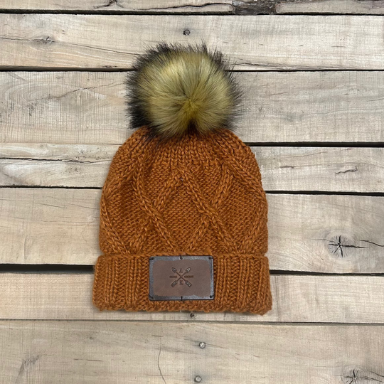 Cross Knit Faux Puff Hat