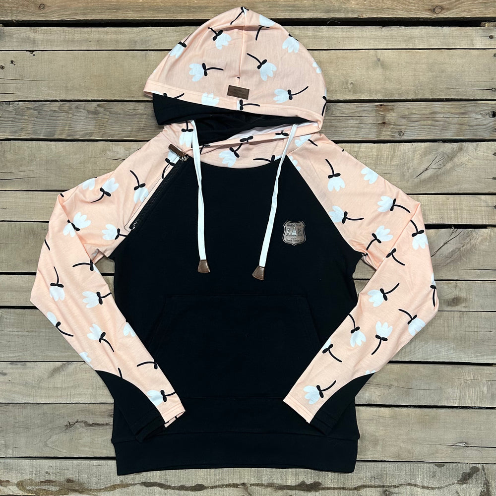 Peach Flower Sleeve Hoodie - Clearance