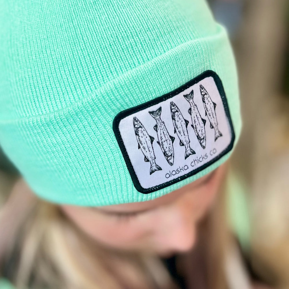 Salmon Sketch Beanie - Black Fish With White Patch