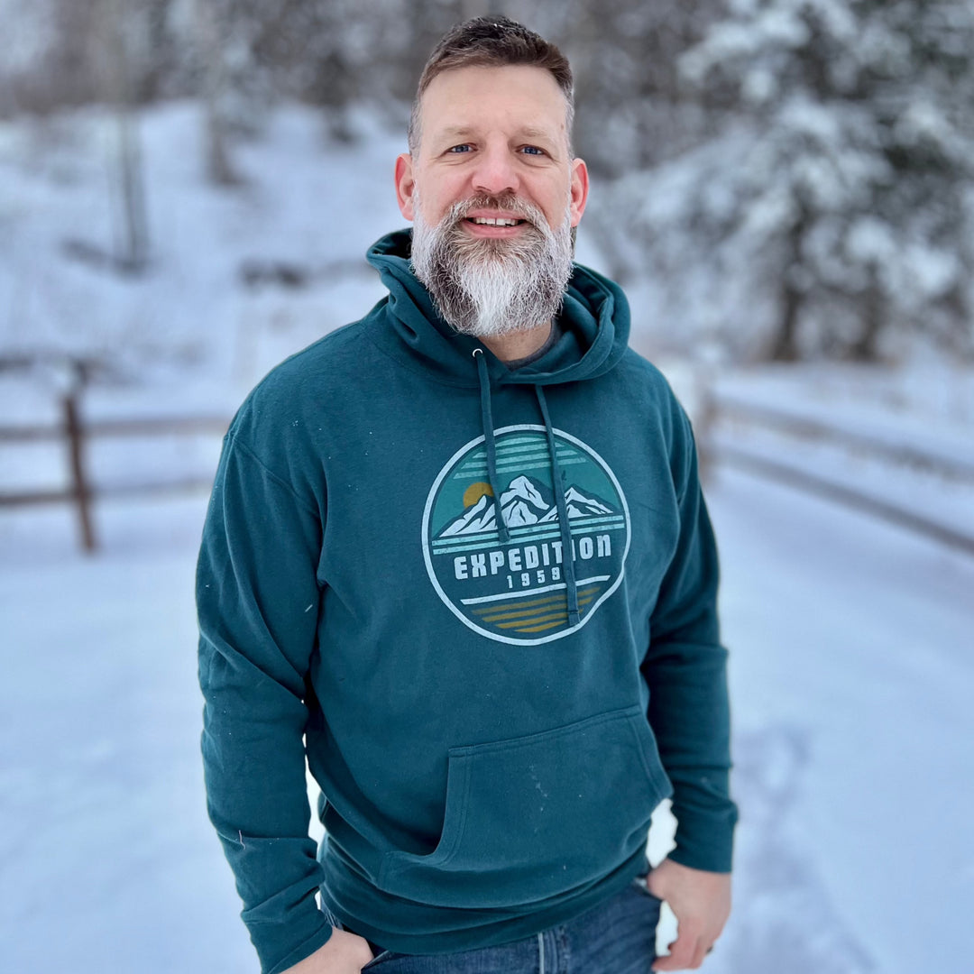 Men s Striped Mountain Scene Hoodie