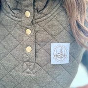 Quilted Henley Snap Pullover