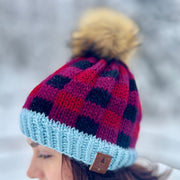 Plaid Single Tree Knit Hat
