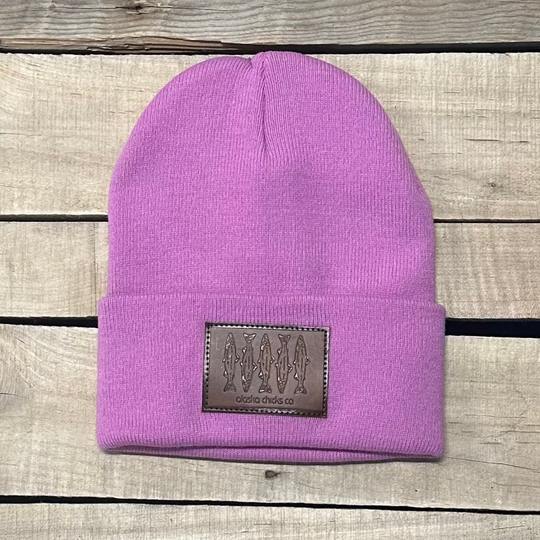 Salmon Sketch Beanie - Leather Patch