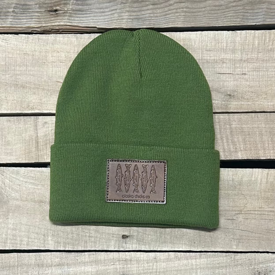 Salmon Sketch Beanie - Leather Patch