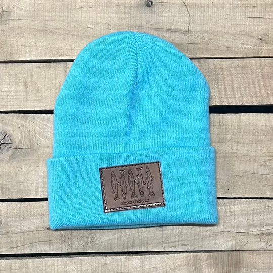 Salmon Sketch Beanie - Leather Patch