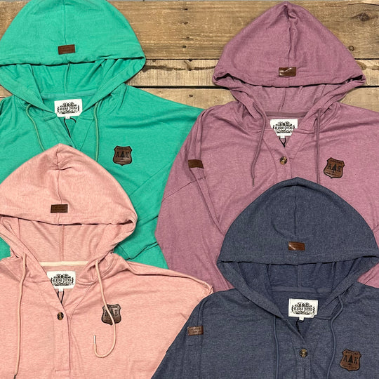 Drop-Shoulder T-Shirt Hoodie With Buttons