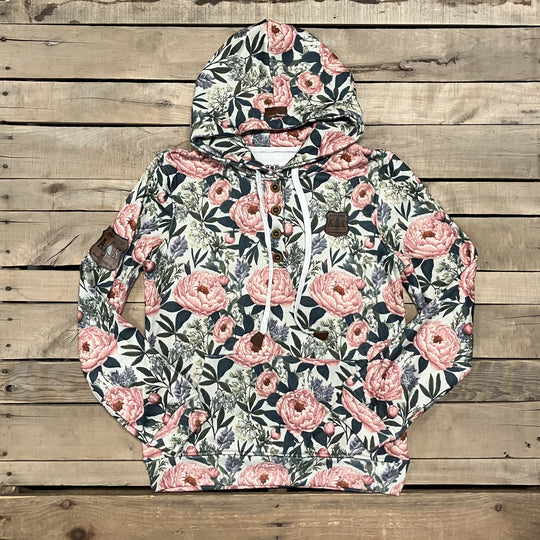Solid Vintage Peony Hoodie