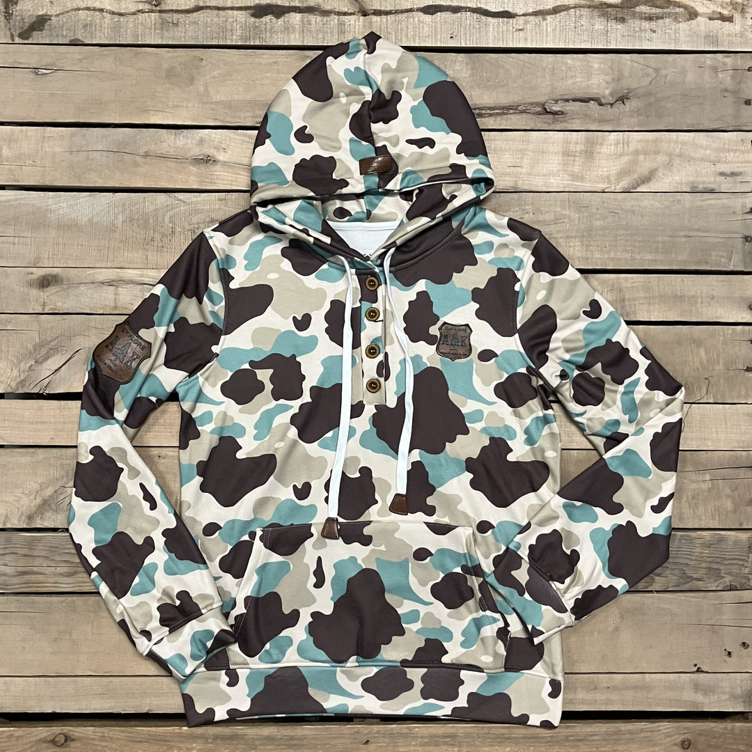 Solid Teal Camo Hoodie