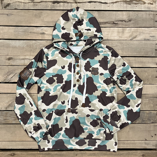 Solid Teal Camo Hoodie
