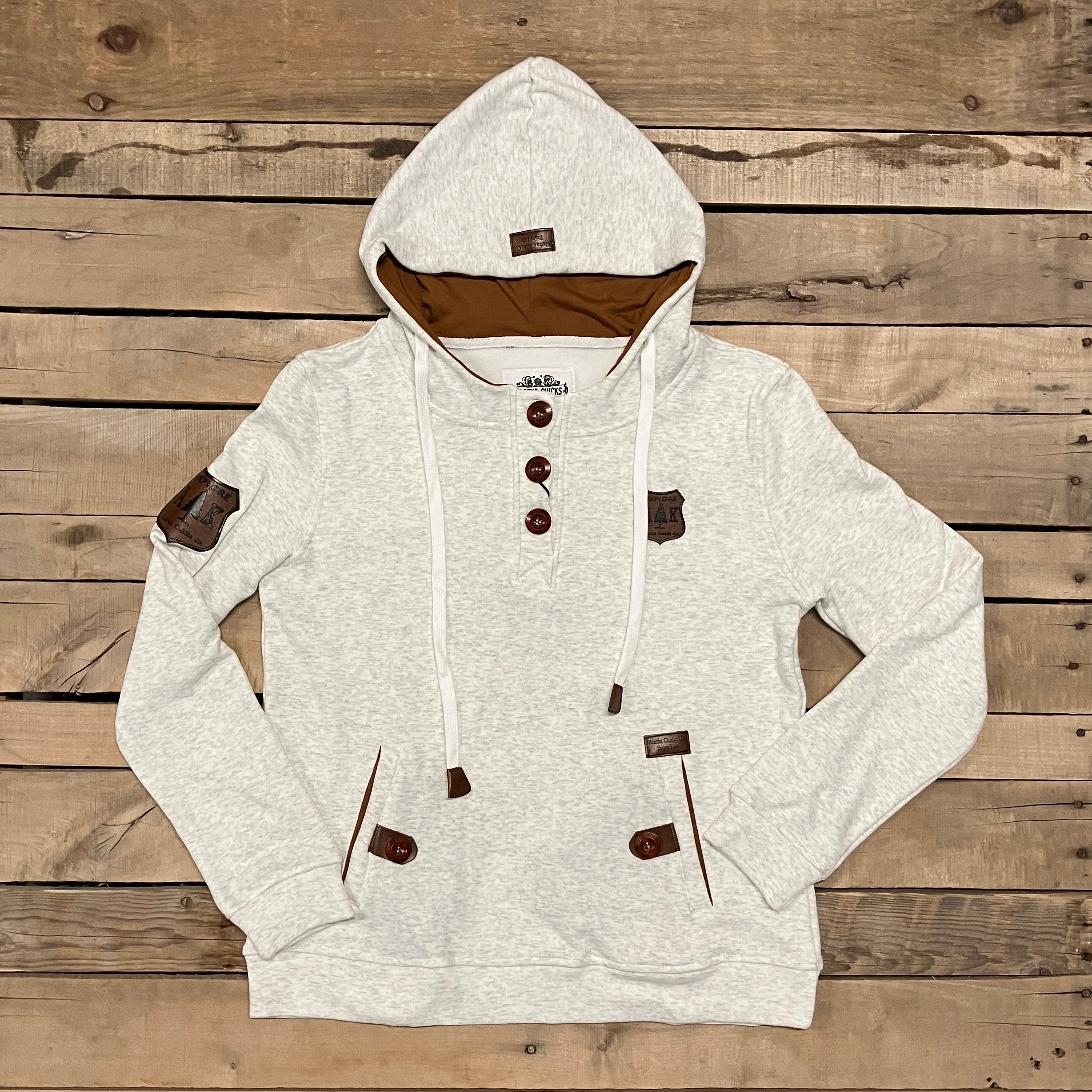 Three Button Henley Hoodie – Alaska Chicks Co