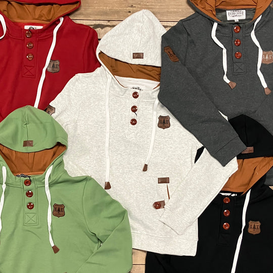 Three Button Henley Hoodie