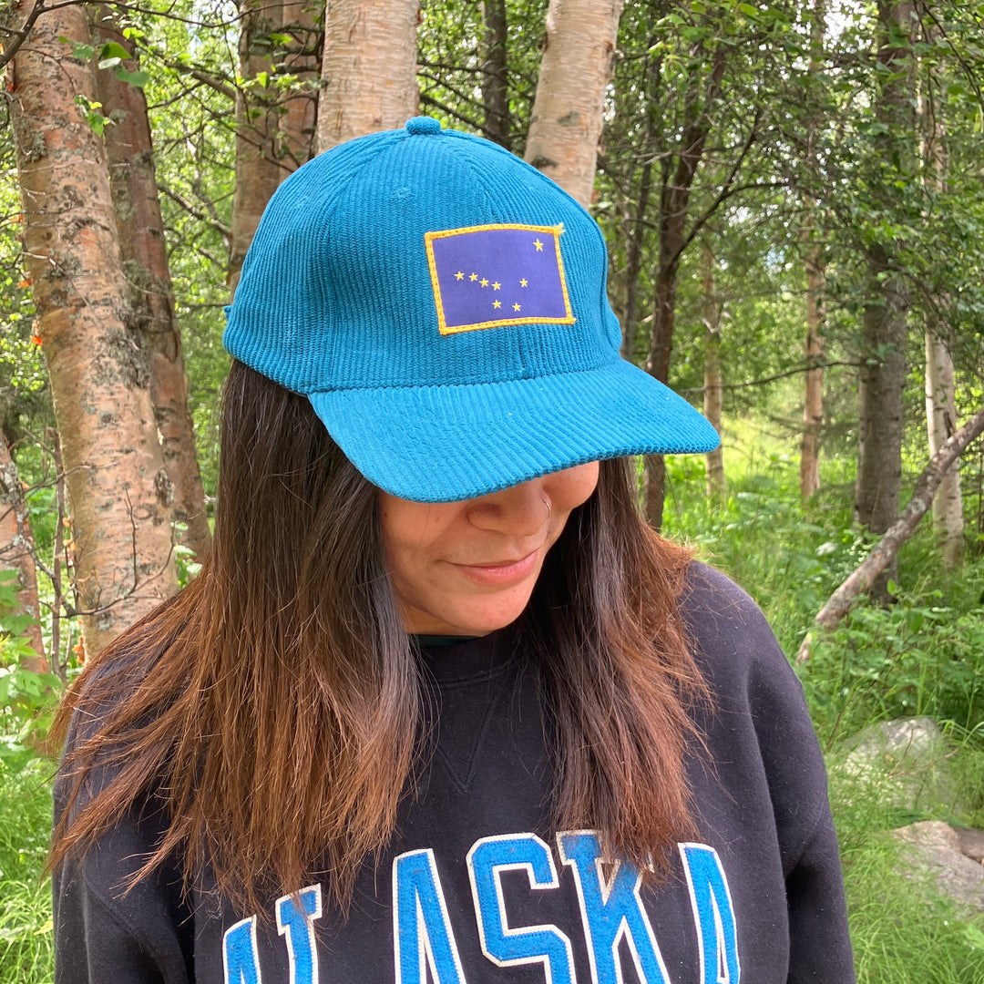 Alaska Flag Patch Corduroy Trucker Hat