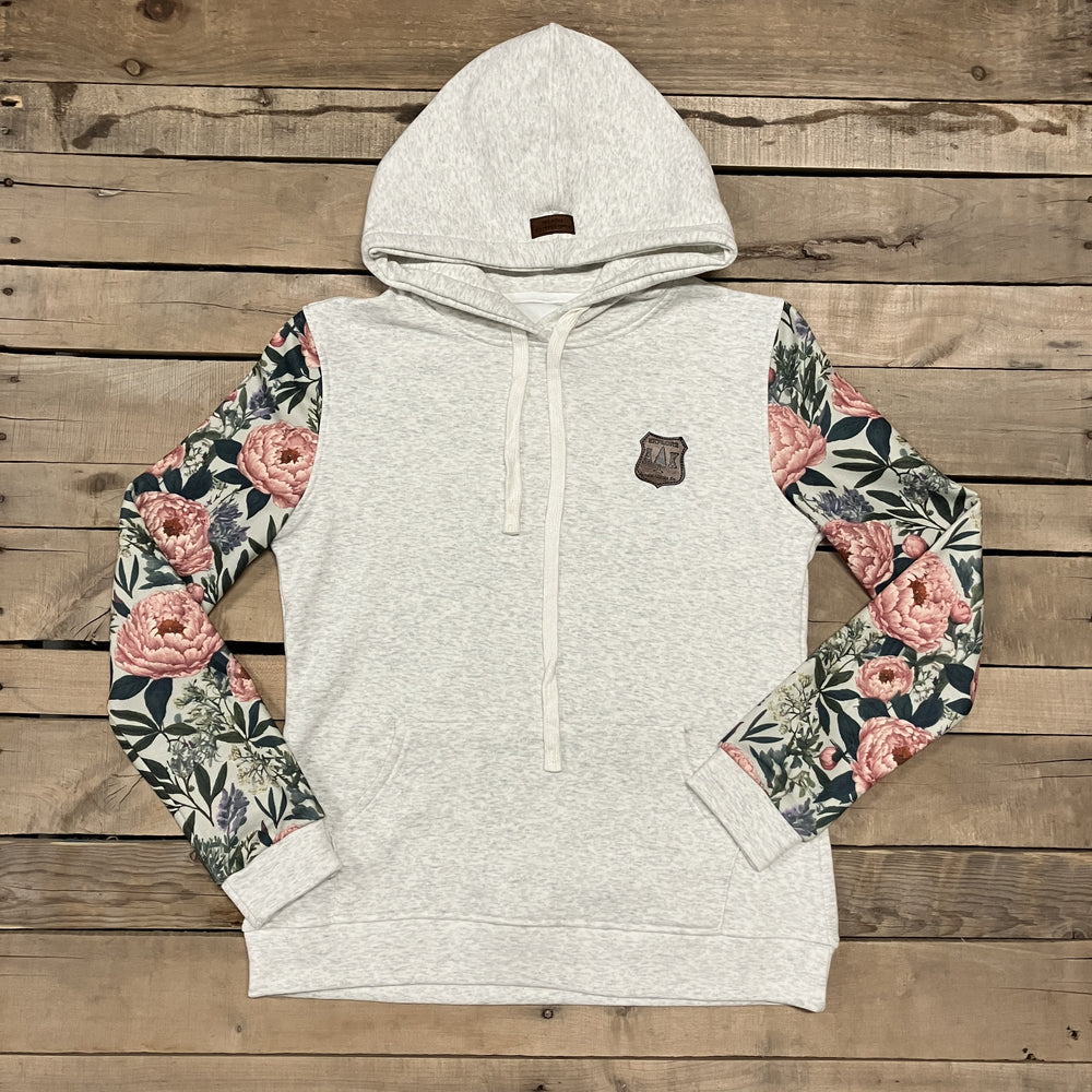 Vintage Peony Sleeve Print Hoodie