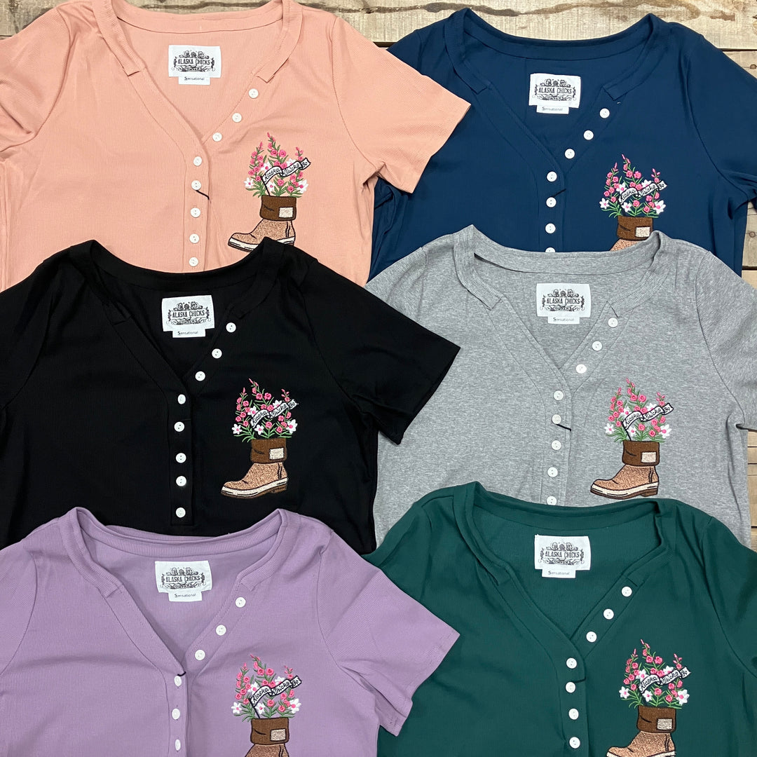Fireweed Boot Embroidered T-shirt