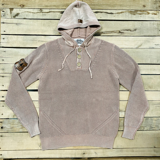 Ribbed Knit 3-Button Hoodie
