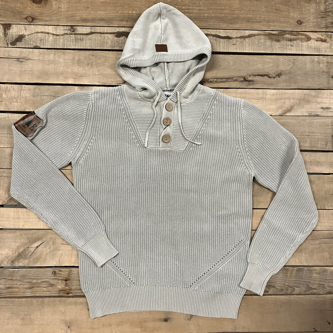 Ribbed Knit 3-Button Hoodie