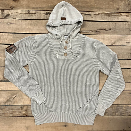 Ribbed Knit 3-Button Hoodie