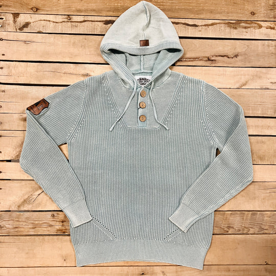 Ribbed Knit 3-Button Hoodie