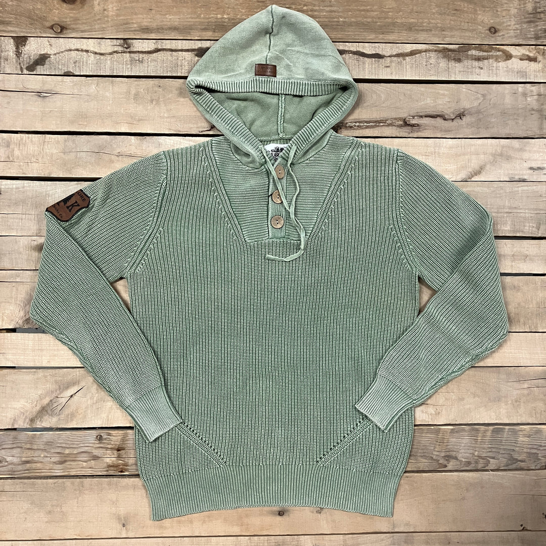 Ribbed Knit 3-Button Hoodie