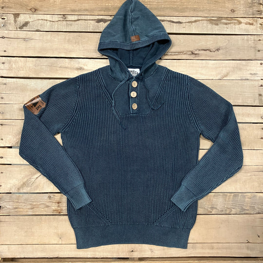 Ribbed Knit 3-Button Hoodie