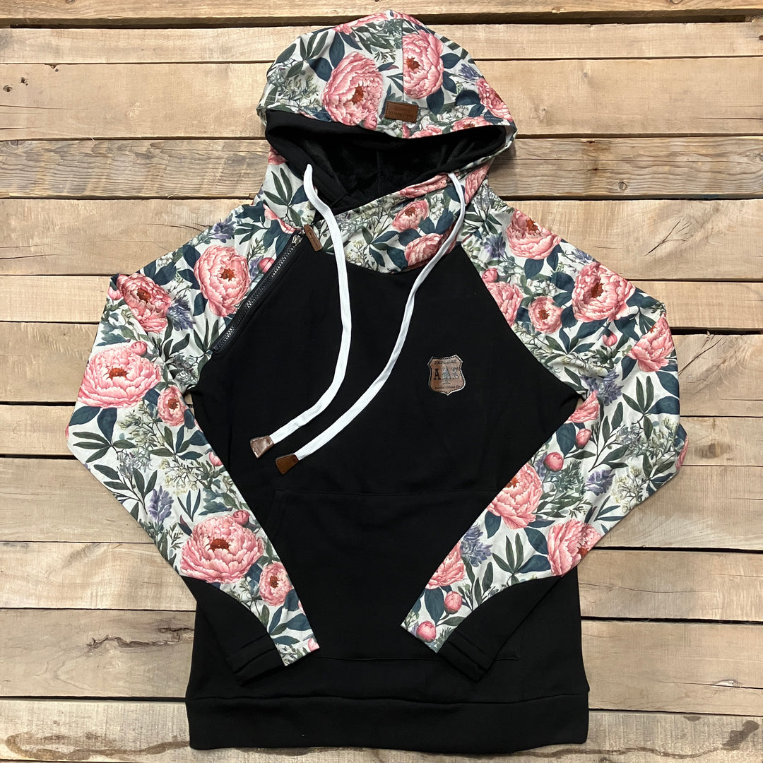 Vintage Peony Sleeve Hoodie
