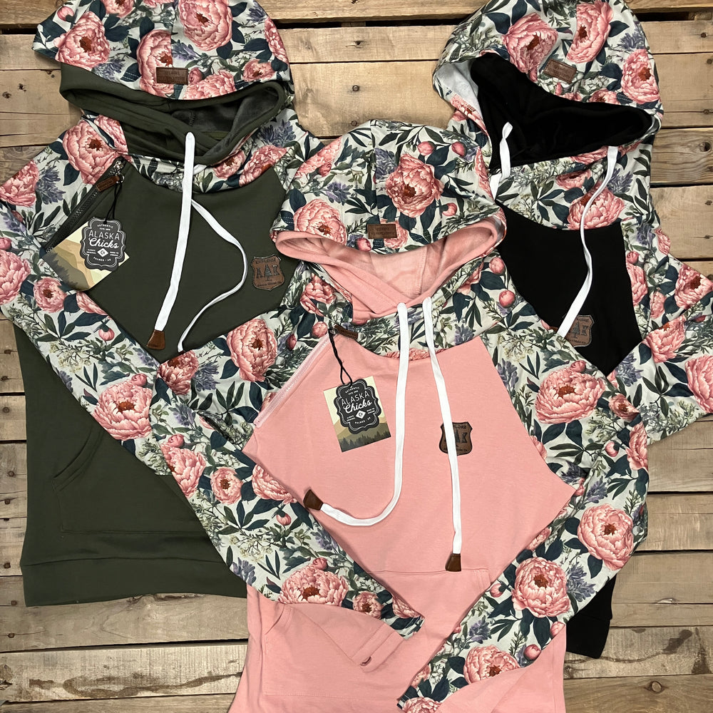Vintage Peony Sleeve Hoodie