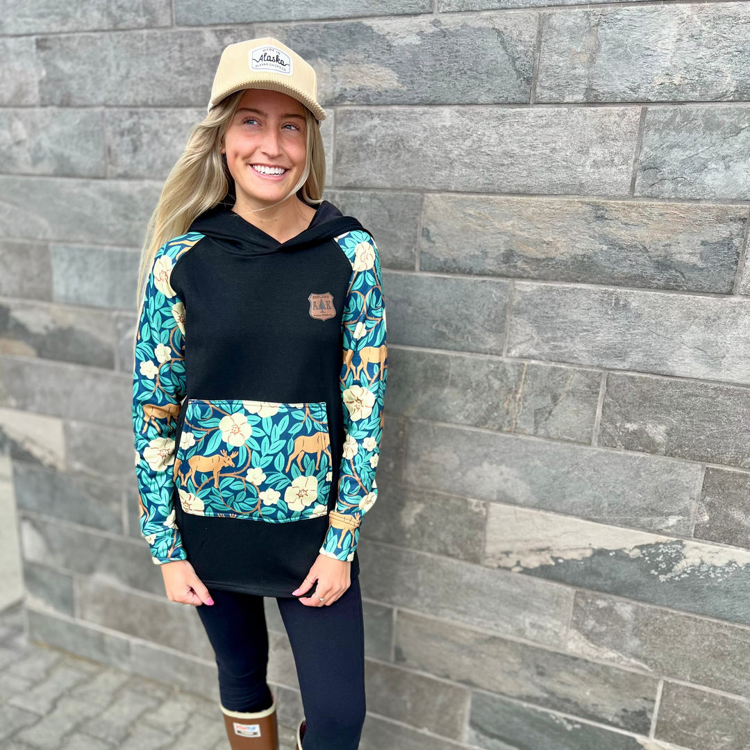 Printed Sleeve Tunic Hoodie