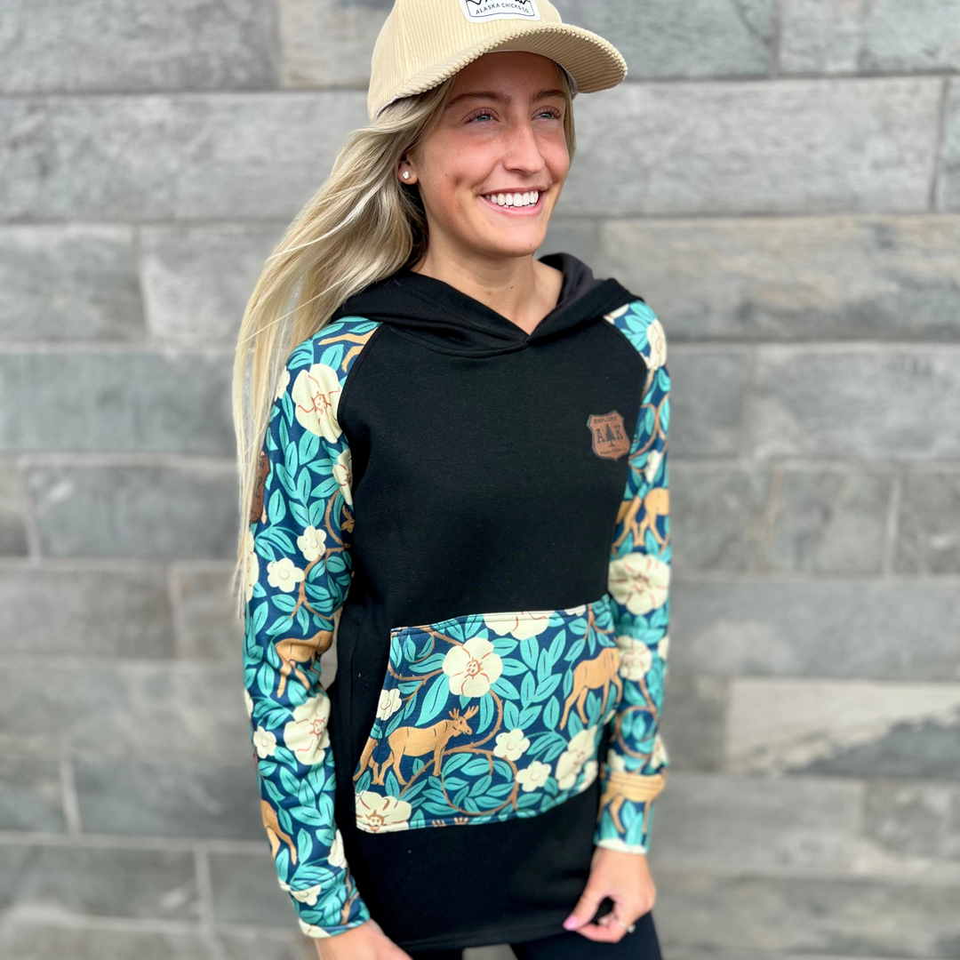Printed Sleeve Tunic Hoodie