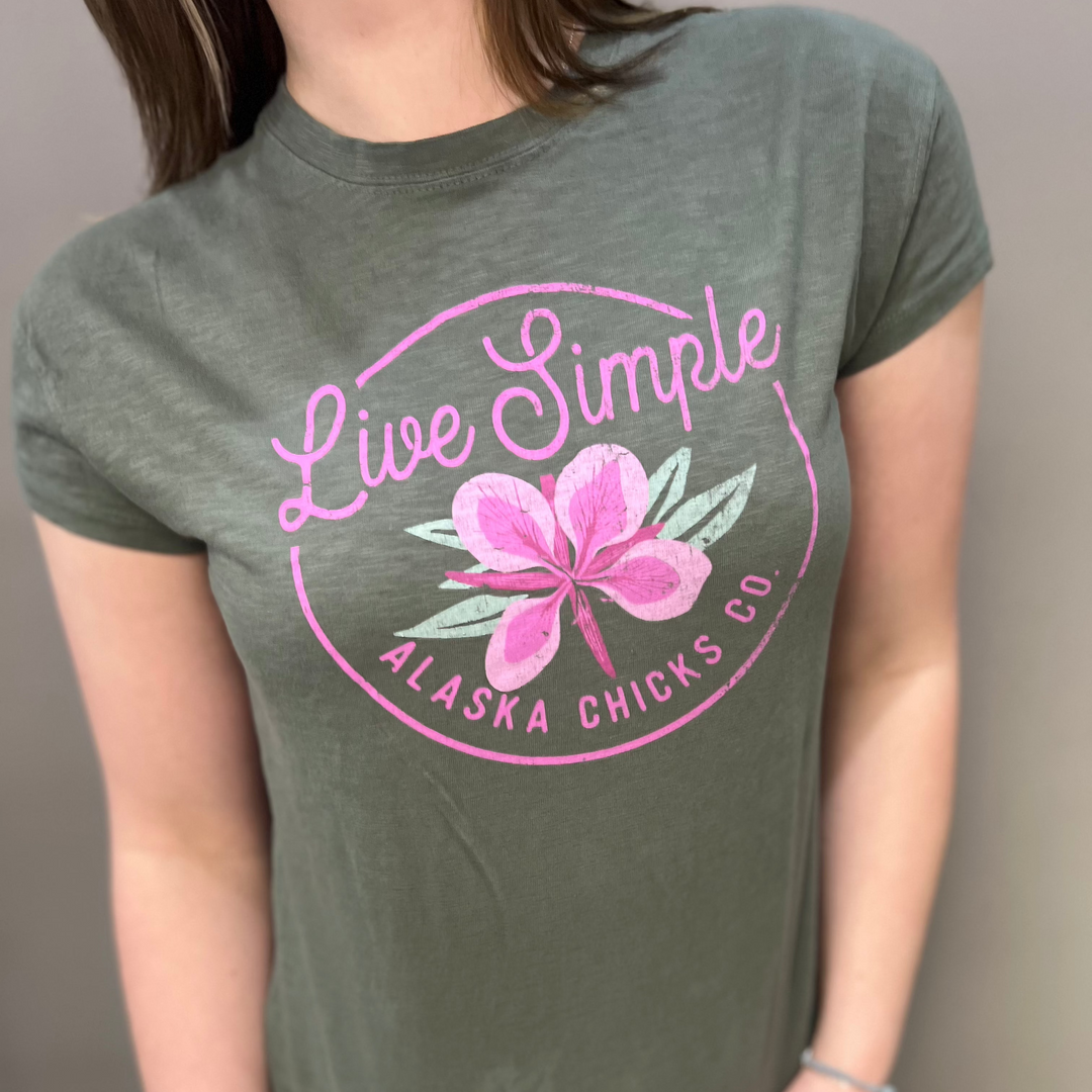 Live Simple Single Flower T-Shirt