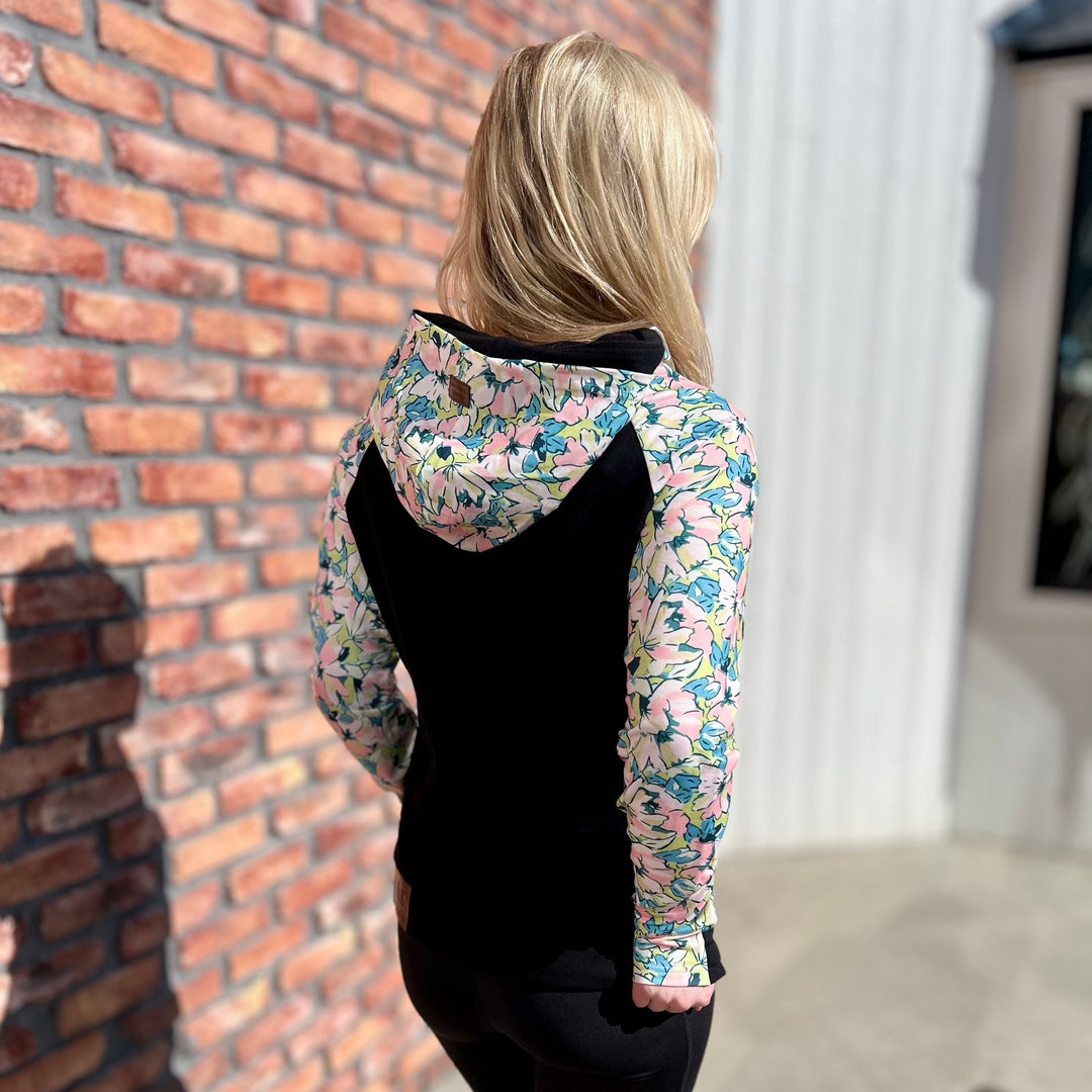 Watercolor Cherry Blossom Floral Sleeve Hoodie