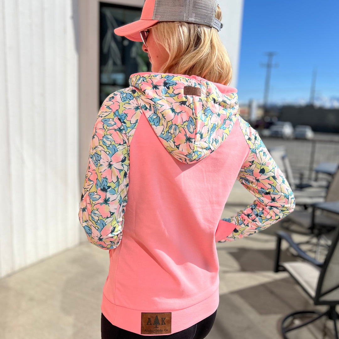 Watercolor Cherry Blossom Floral Sleeve Hoodie