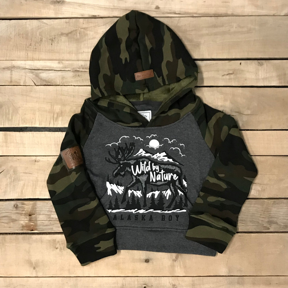 Boy's Wild By Nature Camo Sleeve Hoodie