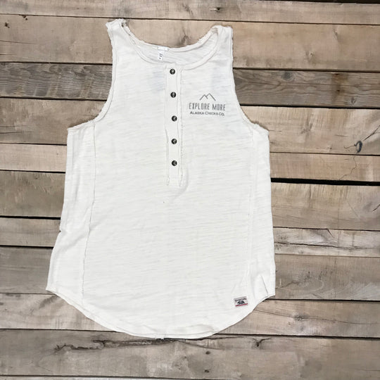 Distressed Henley Tank Top