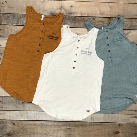 Distressed Henley Tank Top