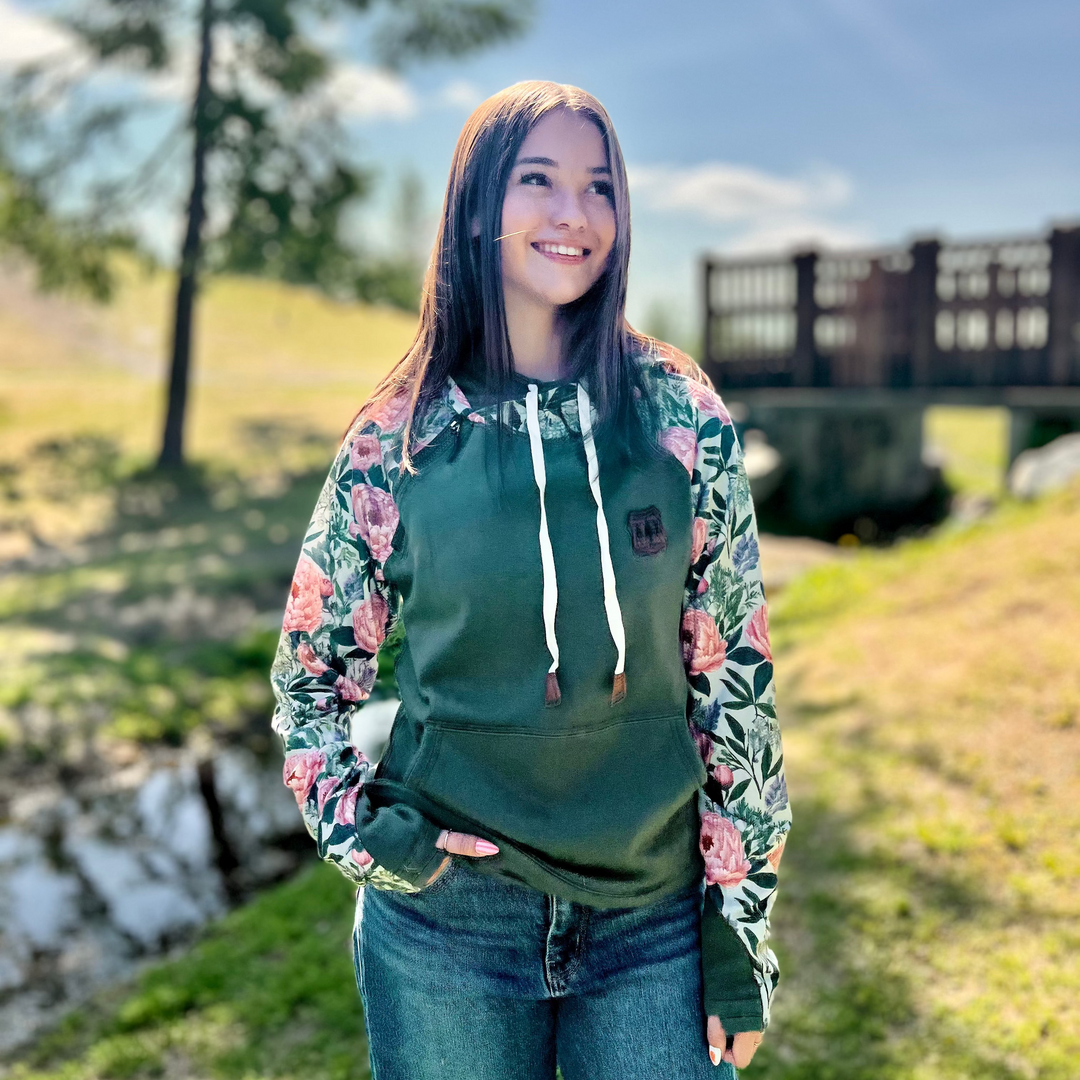 Vintage Peony Sleeve Hoodie