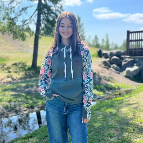 Vintage Peony Sleeve Hoodie