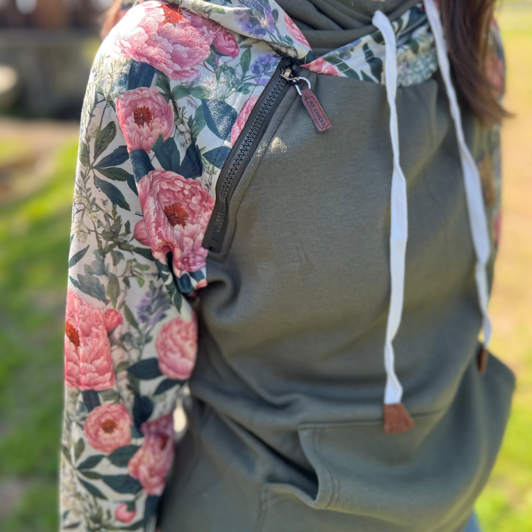 Vintage Peony Sleeve Hoodie