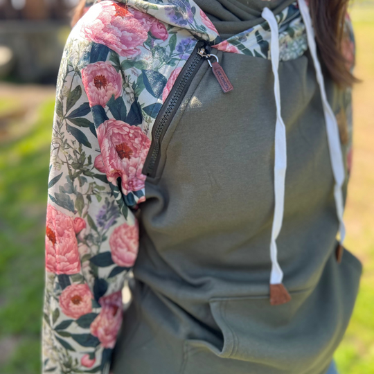 Vintage Peony Sleeve Hoodie