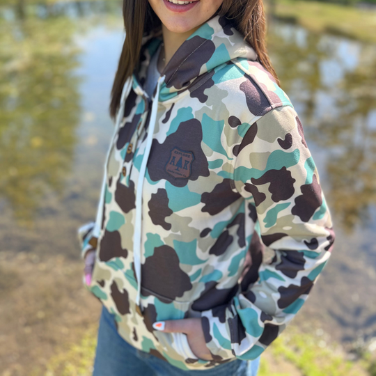 Solid Teal Camo Hoodie