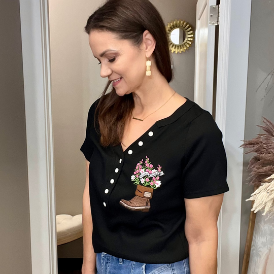 Fireweed Boot Embroidered T-shirt