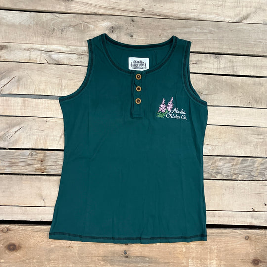 Embroidered Henley Tank