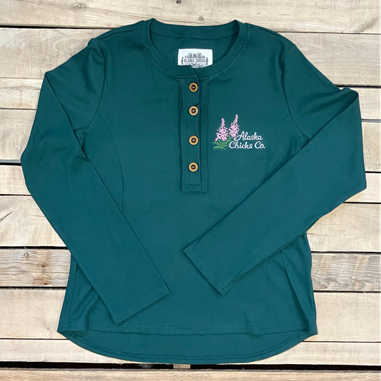 Embroidered Long-Sleeve Henley